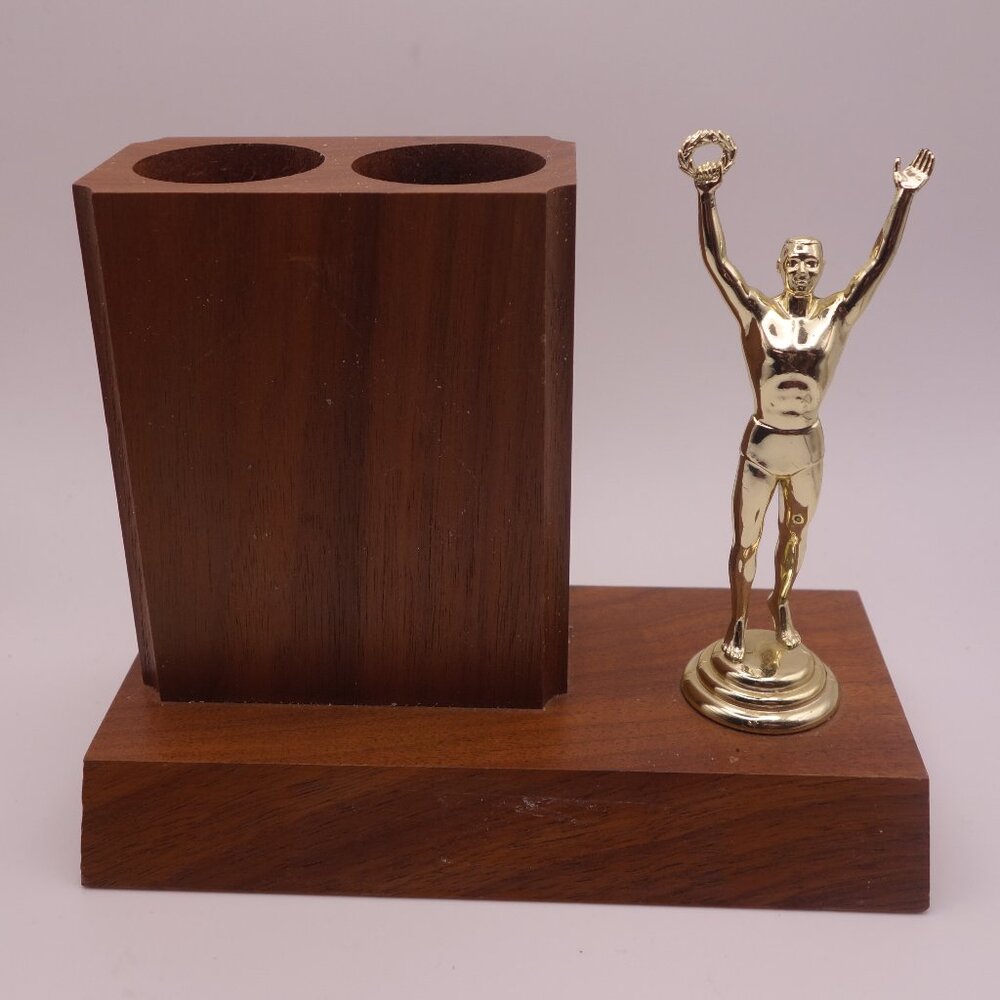 Wood Pen Holder Trophy with Free Wood Engraving Included!